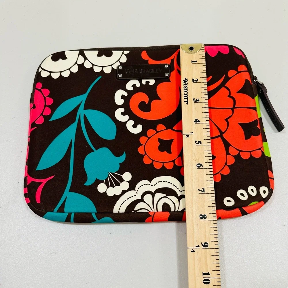 Vera Bradley Neoprene Zippered‎ Tablet Sleeve Lola Brown Coral Lime Bag Flower